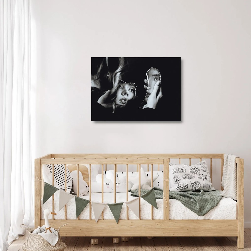 Obraz na szkle - Spojrzenie w lustro (70x50 cm)