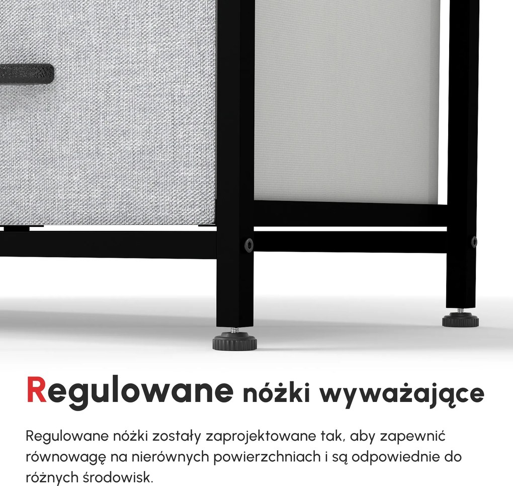 HOMCOM Komoda Sideboard, 6 Szuflad, Szuflady Materiałowe, 80 cm x 30 cm x 62,5 cm, Brąz + Czarny + Szary