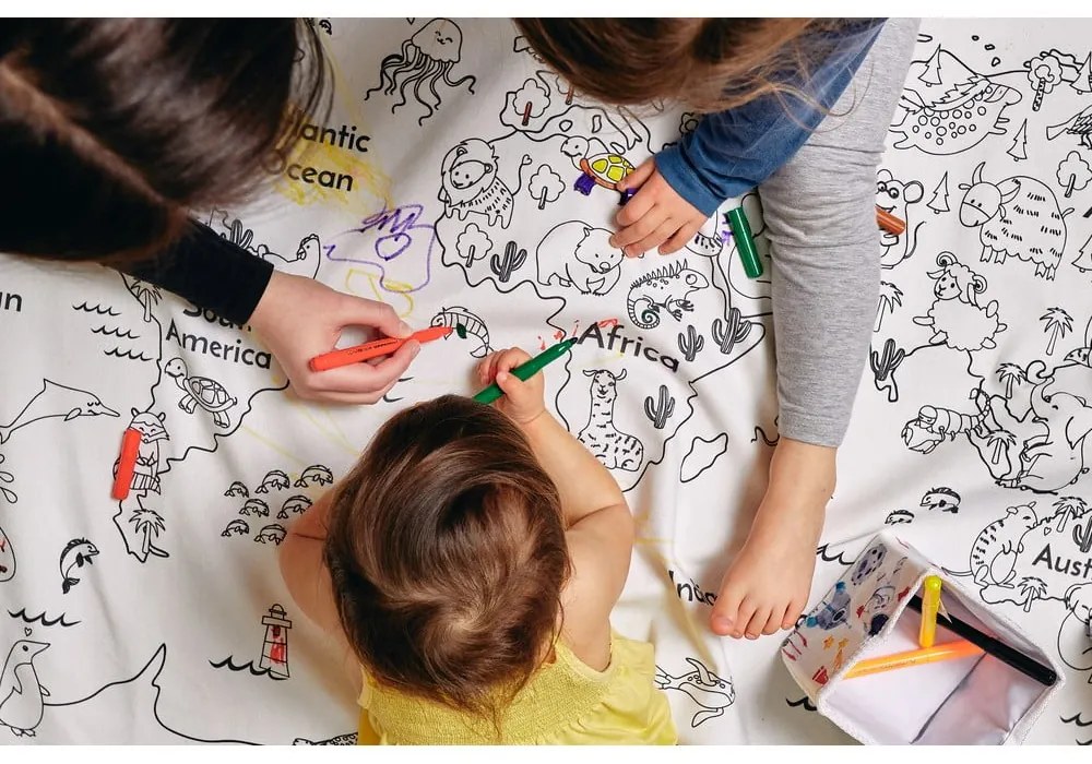 Zestaw dywanu do kolorowania i mazaków do tkanin Butter Kings Colouring World, ø 130 cm