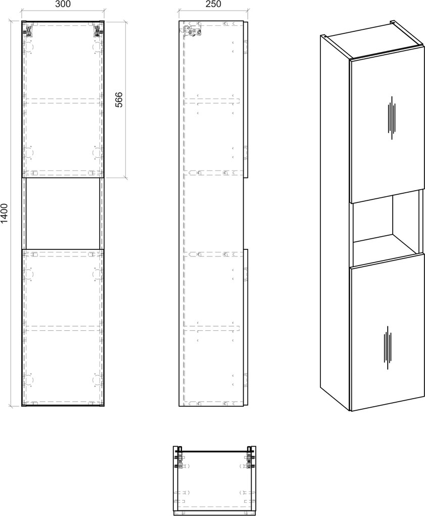 Zestaw łazienkowy Nova 96 dąb coast evoke - szafka z szufladami i umywalkami 100 cm i słupek
