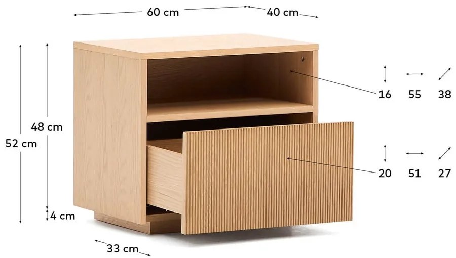 Szafka nocna w dekorze dębu w naturalnym kolorze Helvine – Kave Home