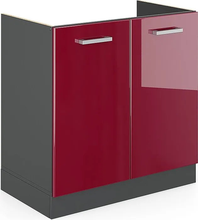 Szafka pod zlew czerwony połysk 80x46x81.6 r-line