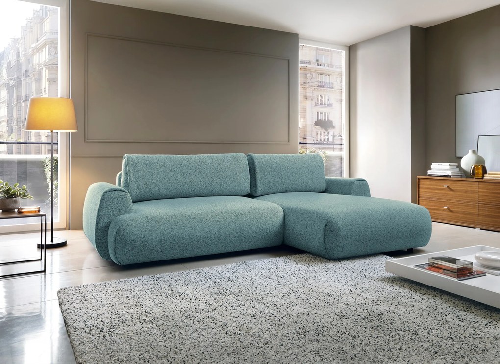 Masseno Narożnik ZEST z funkcją spania i pojemnikiem na pościel Narozniki L, Rozkładana sofa - Niebieski, PUENTE 73