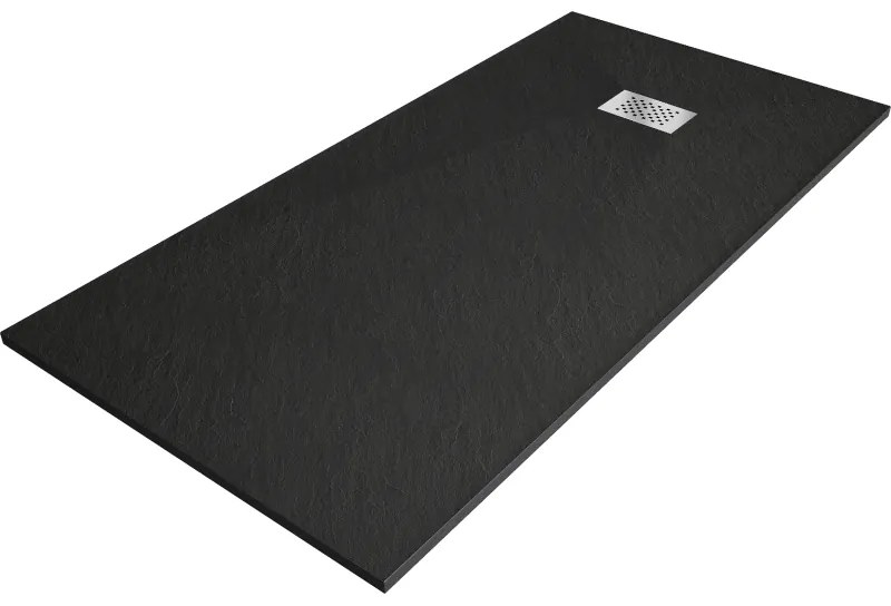 Mexen Hugo brodzik prostokątny SMC 180 x 90 cm, czarny, maskownica inox - 42709018-X