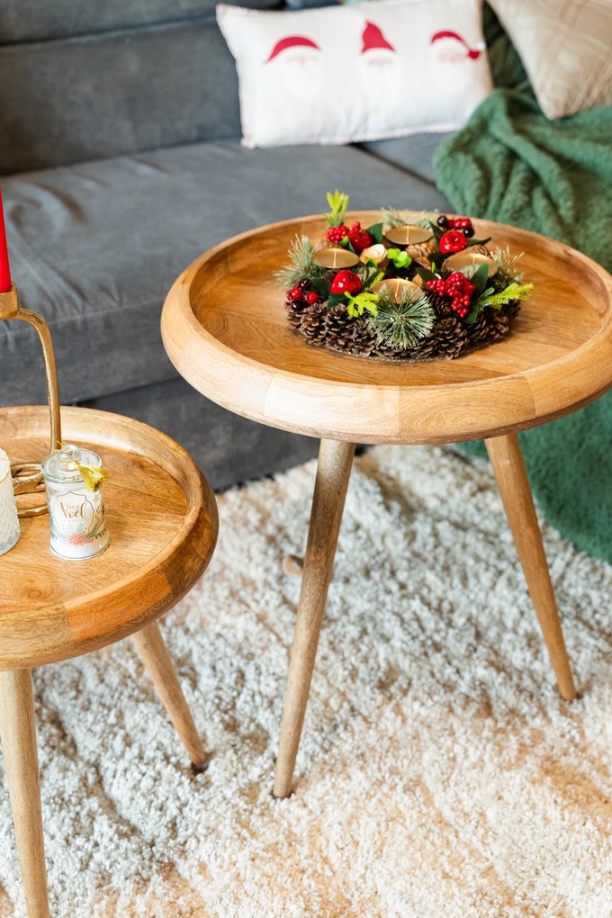 Stolik kawowy Herve, 2 sztuki, drewno mango