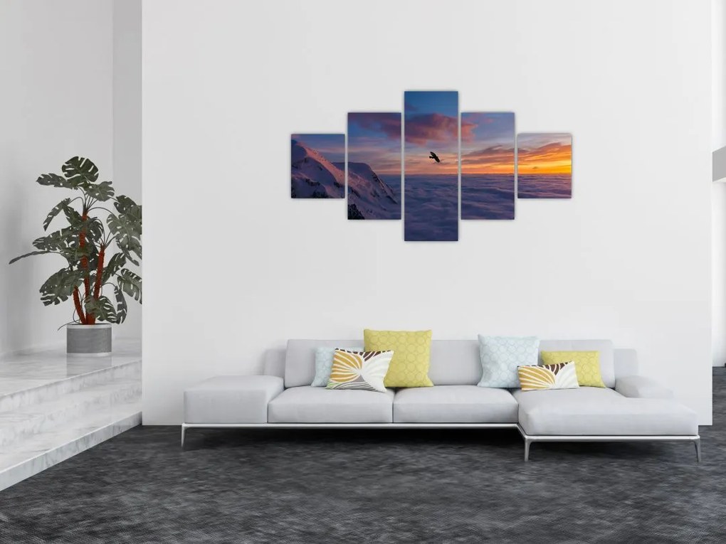 Obraz o zachodzie słońca, Mt. Blanc (125x70 cm)