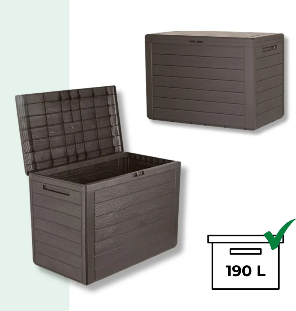 Pojemnik do przechowywania WOODEBOX, 190L, 78x44x55cm, ciemny brąz Prosperplast