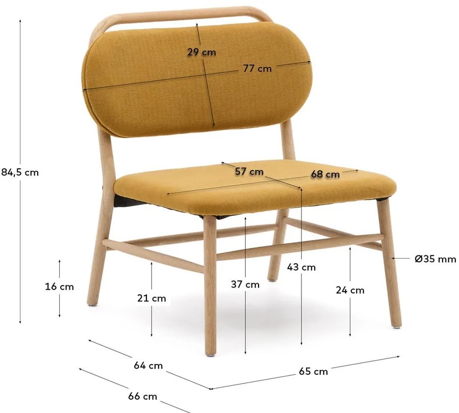 Musztardowy fotel z tkaniny szenilowej Helda – Kave Home