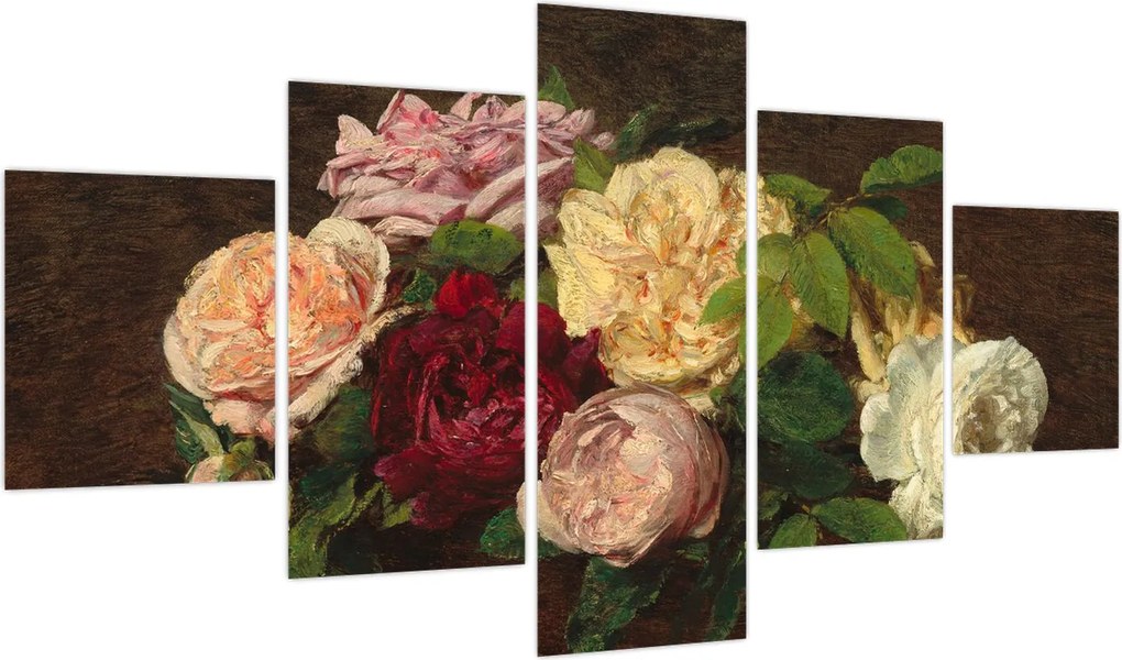 Obraz - Henri Fantin-Latour, Roses de Nice on a Table, reprodukcje (125x70 cm)