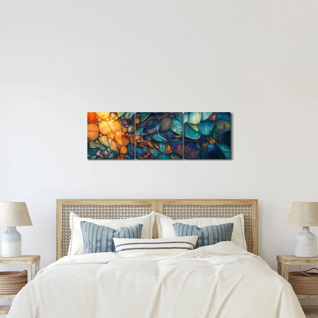 Obraz - Szklana mozaika (z zegarem) (90x30 cm)