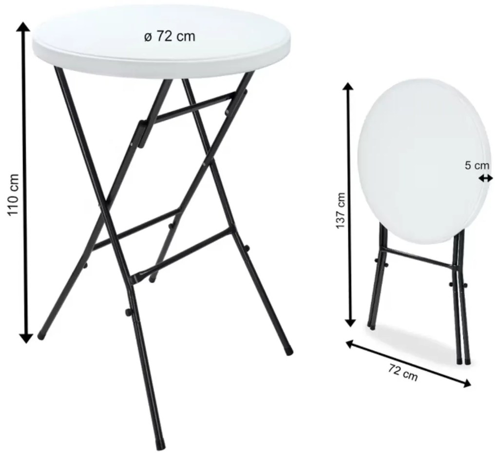 Casaria Stół imprezowy LYDA z plastiku, Ø72x110cm, biała