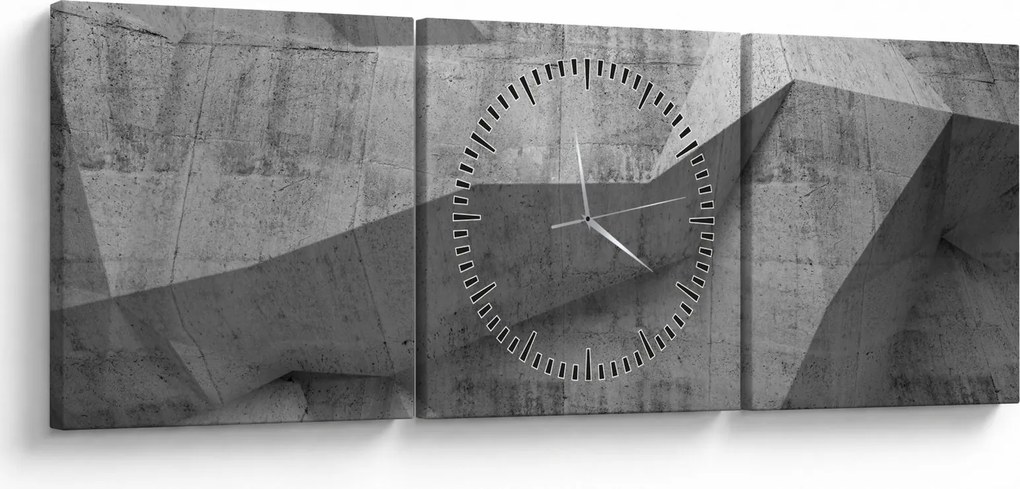 Obraz - ściana 3D (z zegarem) (90x30 cm)