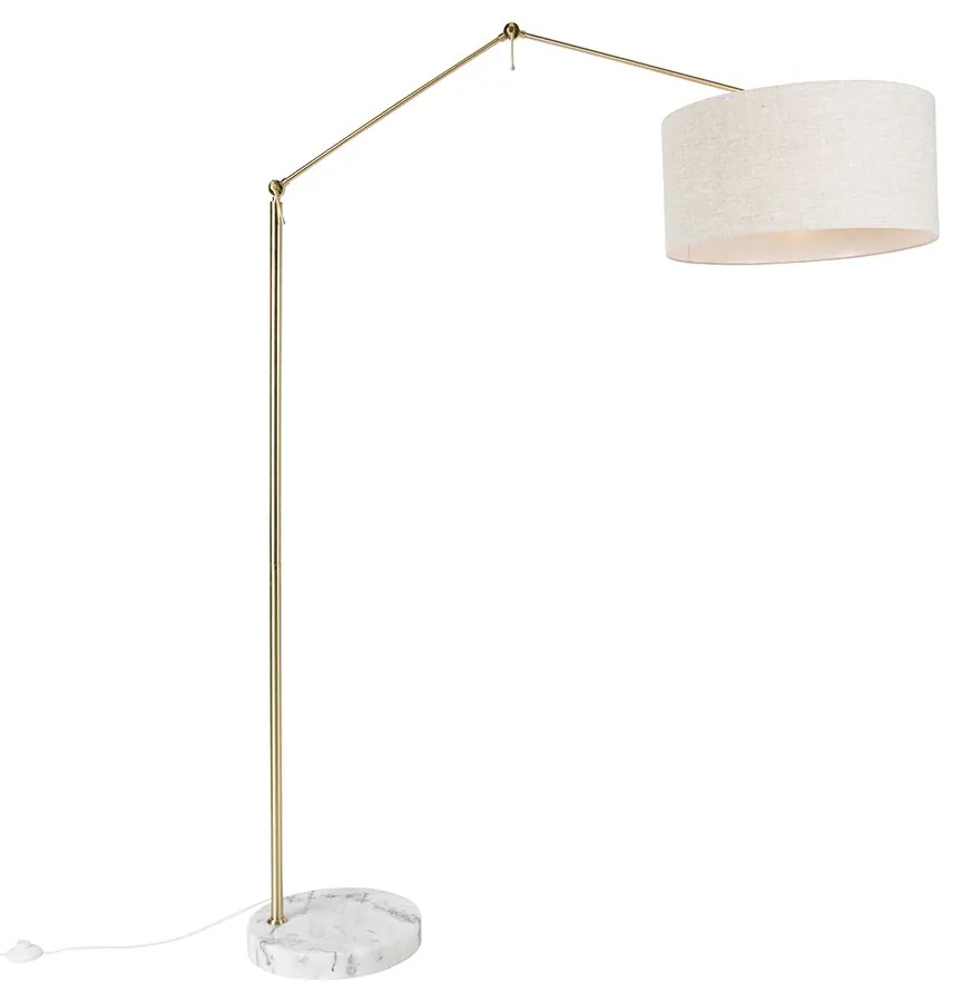 Lampa podłogowa złota z kloszem jasnoszarym 50 cm regulowana - EditorDesignerski Oswietlenie wewnetrzne