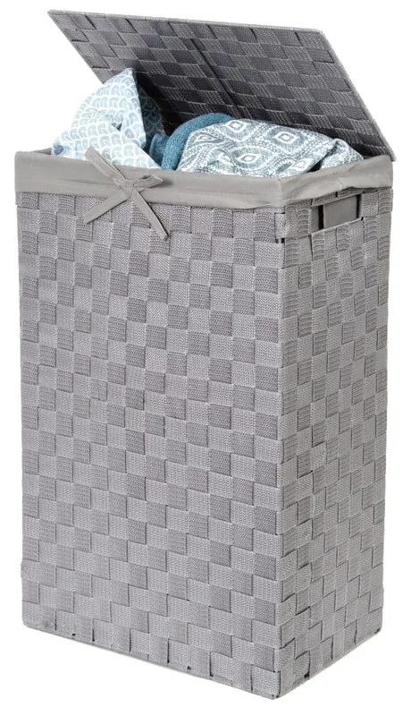 Szary kosz na pranie z pokrywką Compactor Laundry Basket Linen, wys. 60 cm