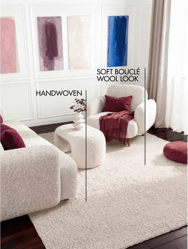 Dywan z materiału bouclé tkany ręcznie w kolorze kości słoniowej 120x170 cm Notting Hill Portobello – Ted Baker