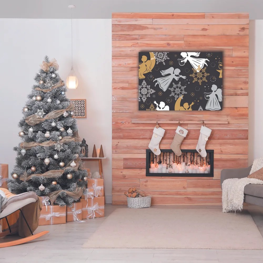 Obraz Canvas Płatki śniegu Aniołki Święta