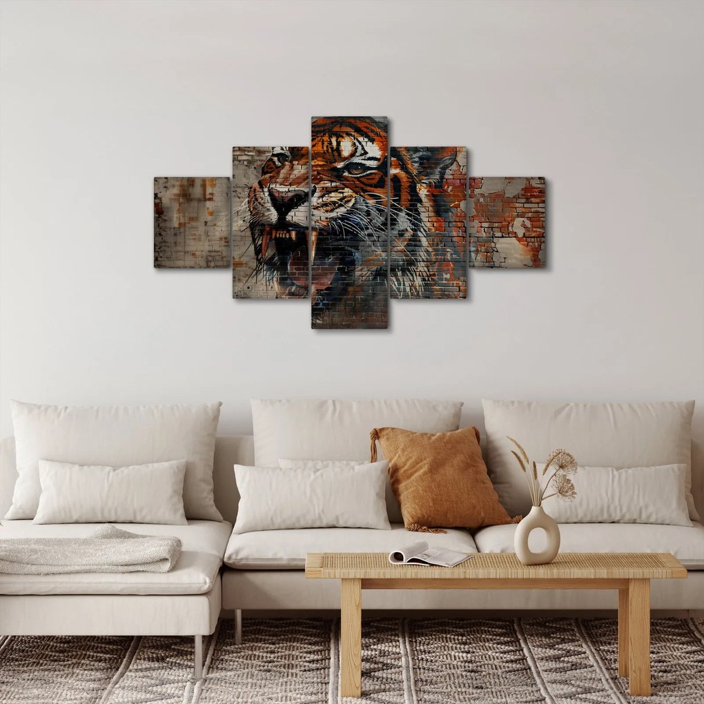 Obraz - Tygrys z cegieł (125x70 cm)