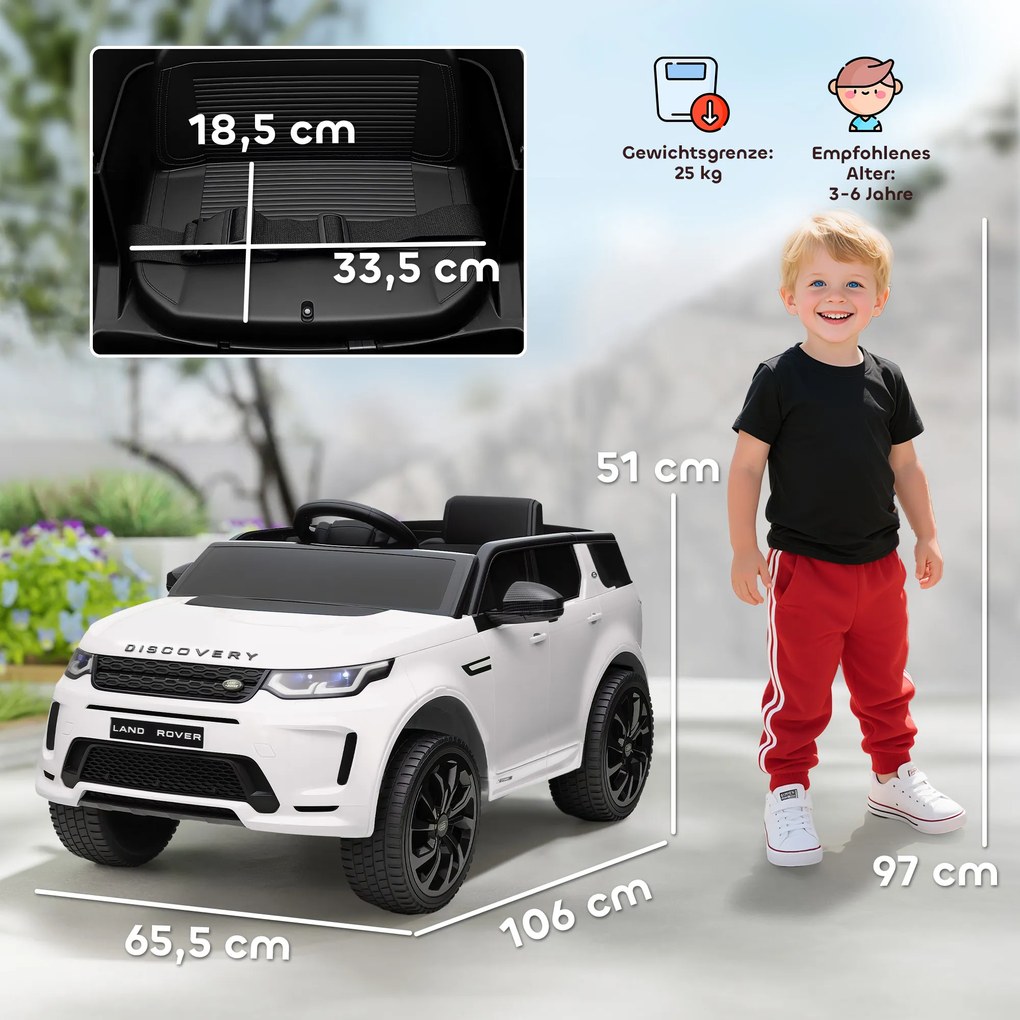 AIYAPLAY Elektryczny samochód dla dzieci, 12V pojazd dziecięcy z pilotem, oświetleniem LED, muzyką i klaksonem, 3-6 lat, Biały