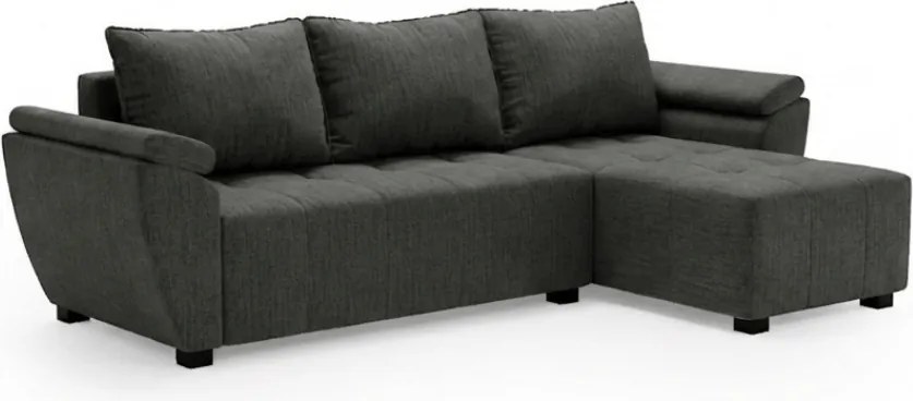 Rozkładana narożna sofa LIVARO 251x140 cm, ciemnoszara, uniwersalna