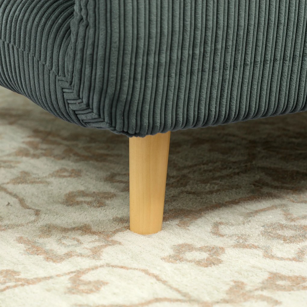 HOMCOM Fotel do Spania 2 w 1 z Regulowanym Oparciem i Poduszką, Welur Kordowy 82 cm x 89 cm x 83 cm Zielony