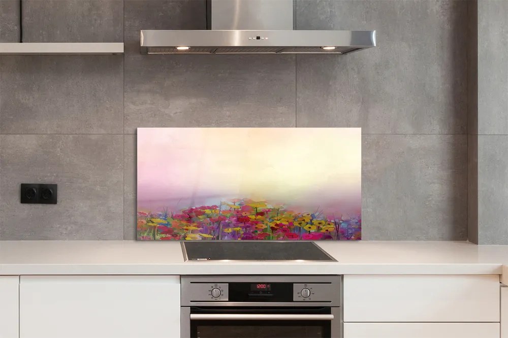 Panel szklany do Kuchni Obraz Kwiatów na tle Nieba