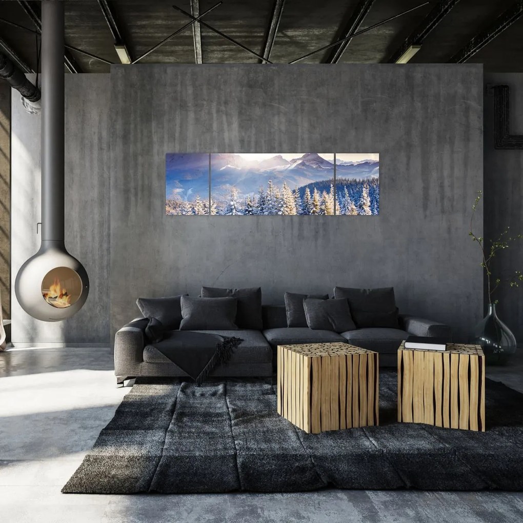 Obraz - Krajobraz górski zimą (170x50 cm)