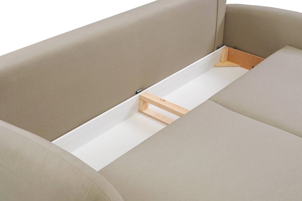 Masseno Sofa AGIO z funkcją spania i pojemnikiem na pościel, Rozkładana sofa - Beżowy, CASTEL 15