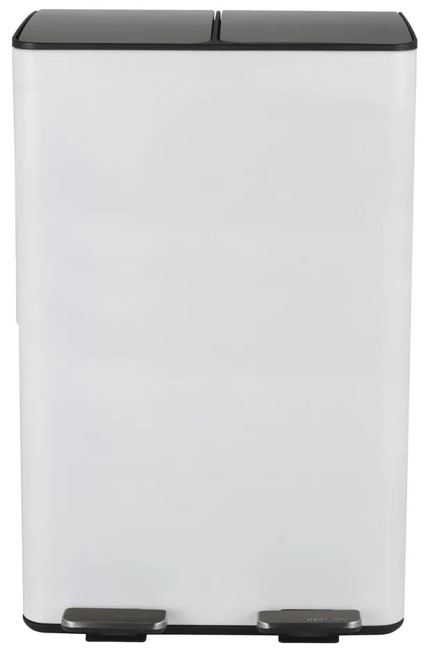 Stalowy kosz na śmieci 2x30 l do segregacji odpadów/z pedałem w matowym białym kolorze Aliya – Spirella
