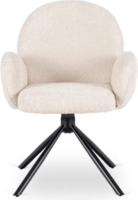 Krzesło Tapicerowane Obrotowe do Salonu MUSSO Beżowe Nowoczesne