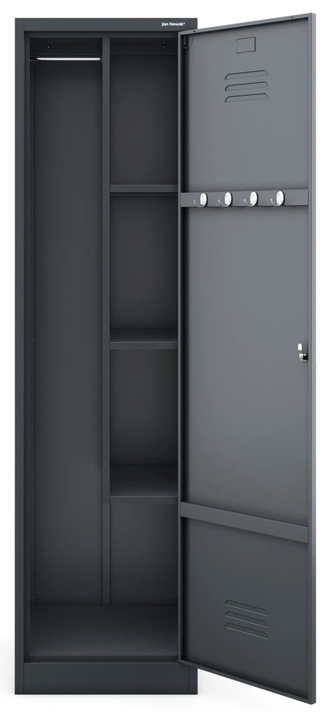 Metalowa szafa gospodarcza AGNES, 500 x 1850 x 500 mm, antracyt