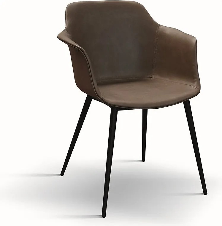 Zestaw 4 brązowych krzeseł ze sztucznej skóry - CANNES