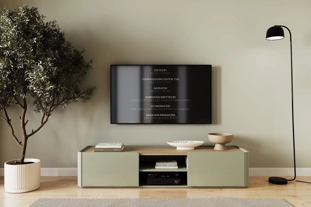 Szafka RTV Elivo 170 cm z szufladą - eukaliptus / dąb baltic dune