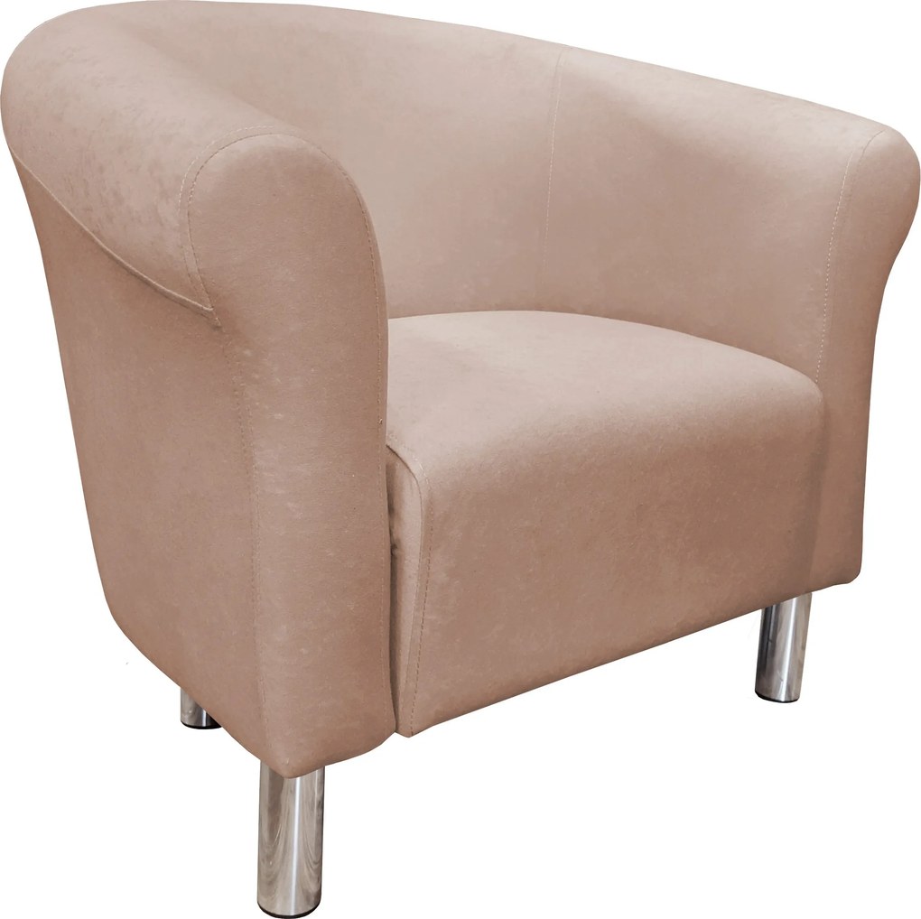 Fotel Milo tkanina Mikrofaza stylowy fotel do salonu i sypialni : Kolor nogi - Chrom, Kolor tkaniny - 2 MIKROFAZA, Wysokość nogi - 15 cm