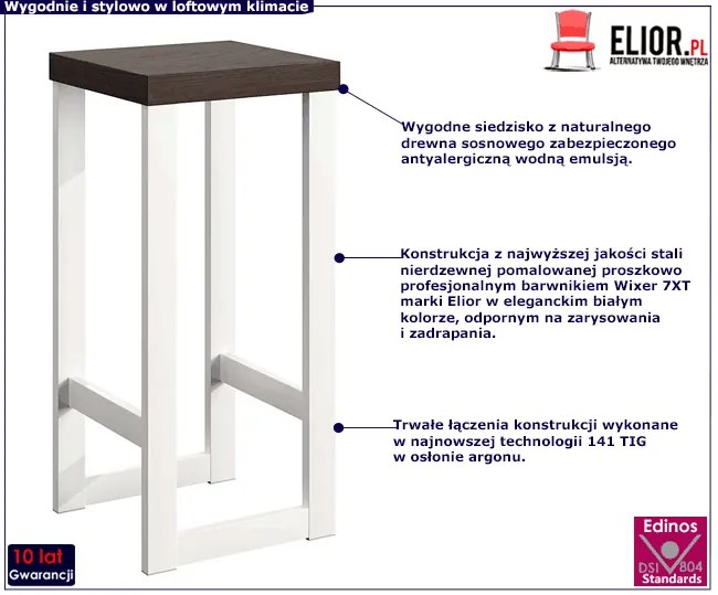 Biały niski loftowy hoker Conta 3X - 4 kolory