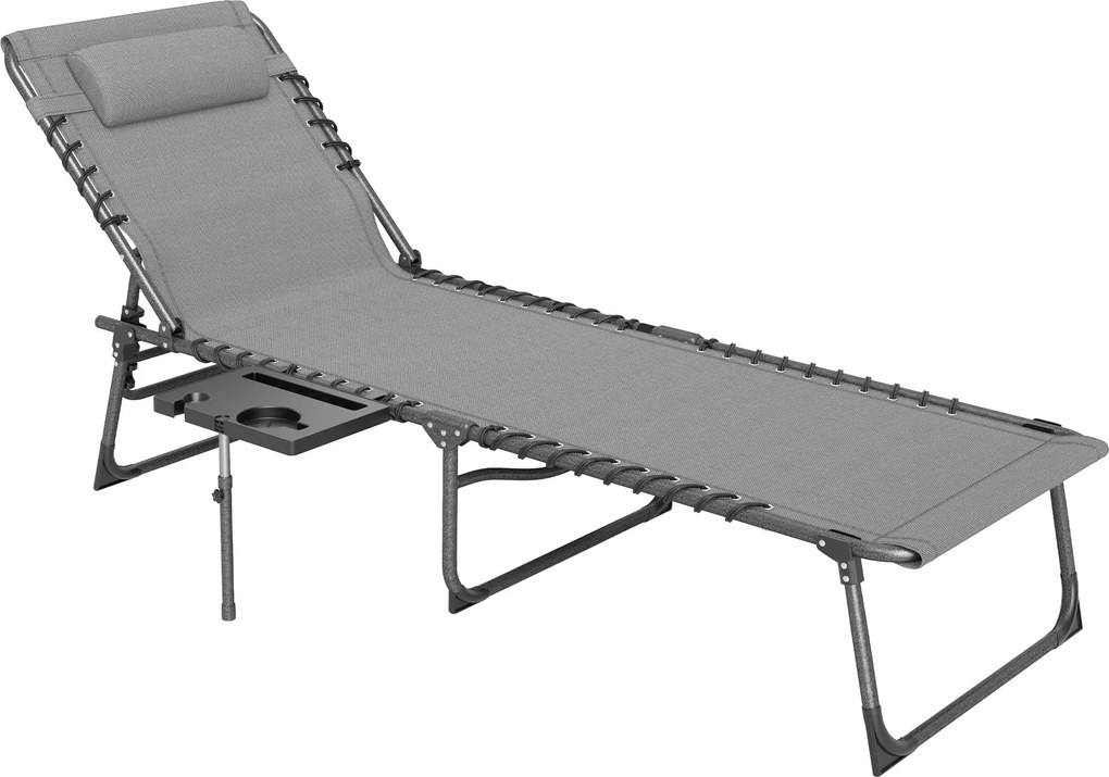Outsunny Składany leżak ogrodowy z poduszką, leżanka z 5-stopniową regulacją oparcia, do 120 kg | Aosom PL