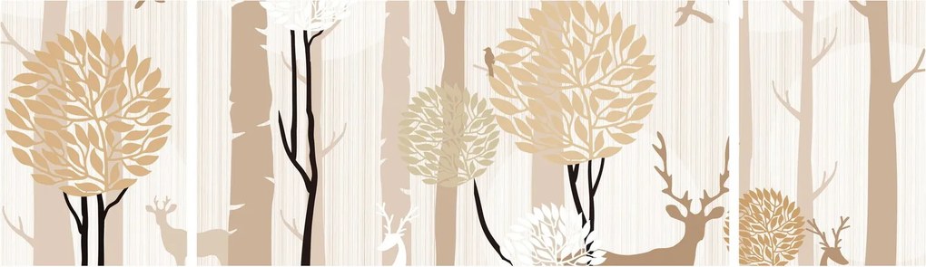 Obraz - Ilustrowany las (170x50 cm)
