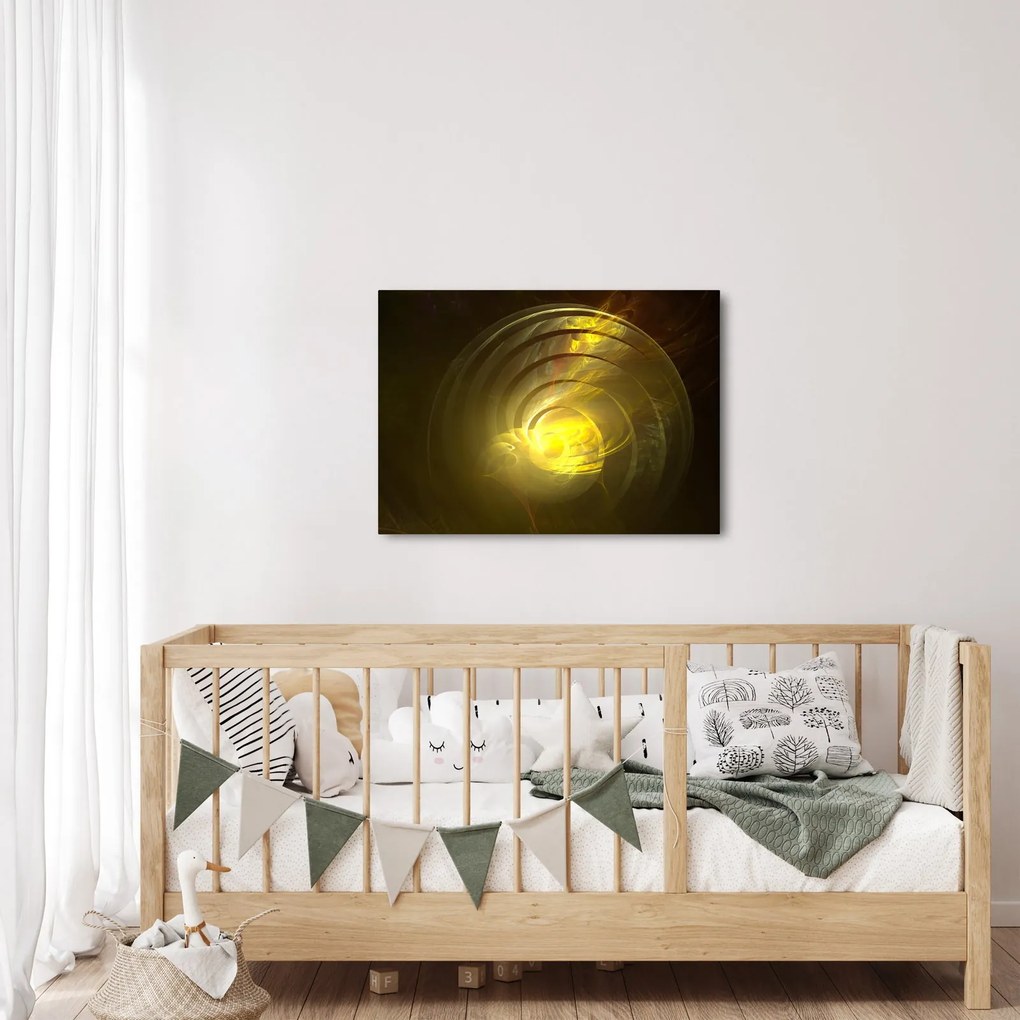 Obraz żółtej abstrakcyjnej spirali (70x50 cm)