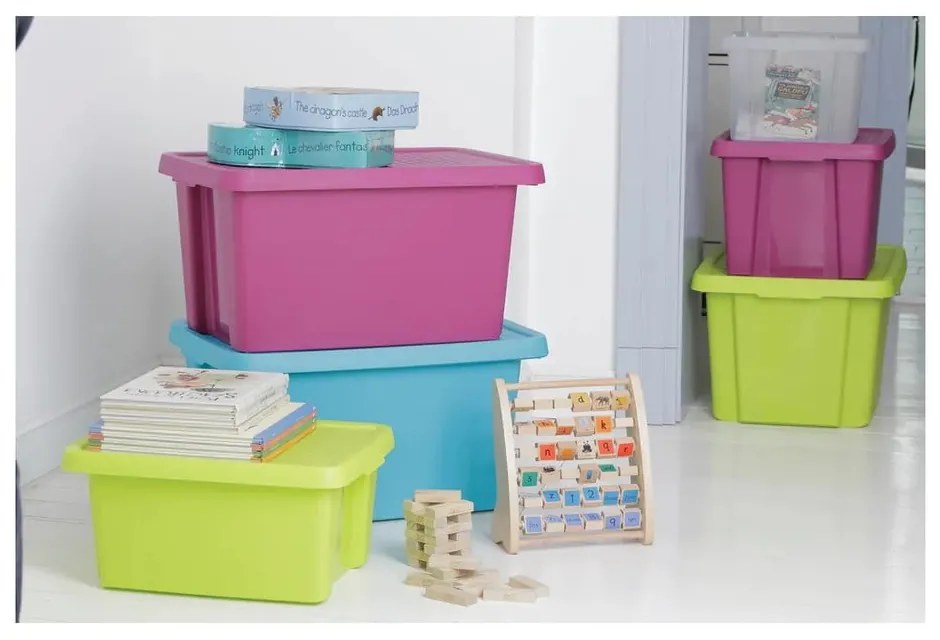 Niebieski pojemnik do przechowywania z pokrywą Curver Essentials, 45 l