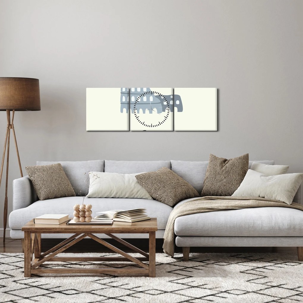 Obraz - Miasta Europy N⁰2 (z zegarem) (90x30 cm)