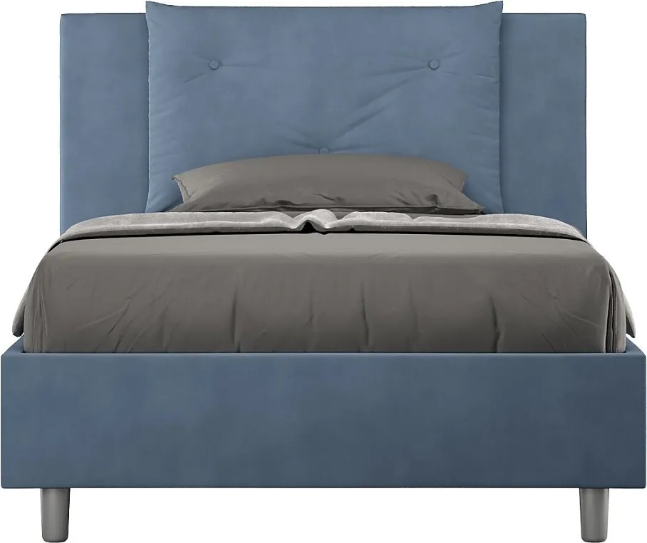 Łóżko bez stelaża tapicerowane 120x190 microfibra niebieski Appia