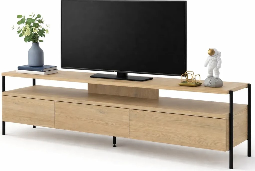 Minimalistyczna szafka RTV na nóżkach dąb cremona H0-T54