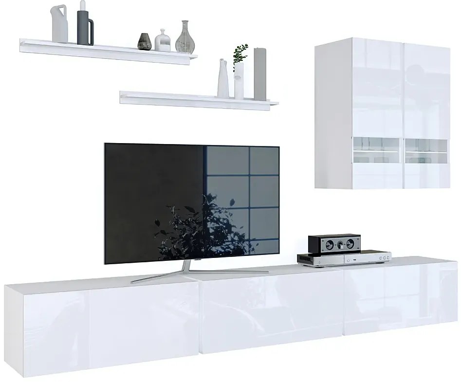 Minimalistyczna meblościanka biały połysk N8-D36