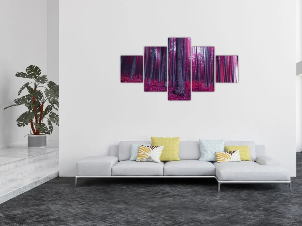Obraz różowego lasu (125x70 cm)