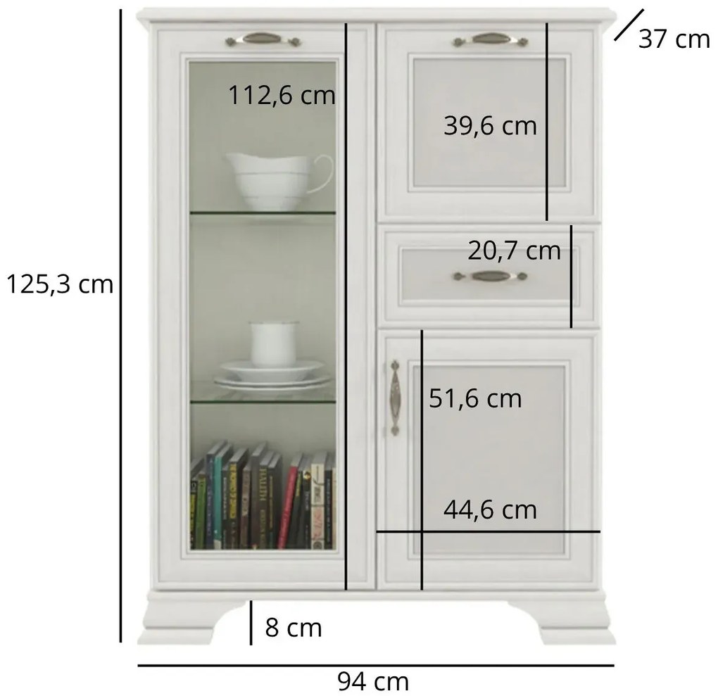 Komoda z witryną i barkiem fineline crema H8-A14