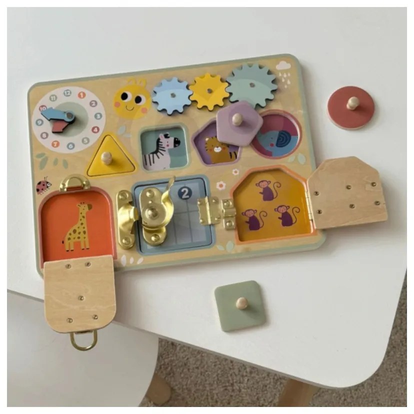 Tooky toy tablica manipulacyjna zamki zębatki sorter zegar