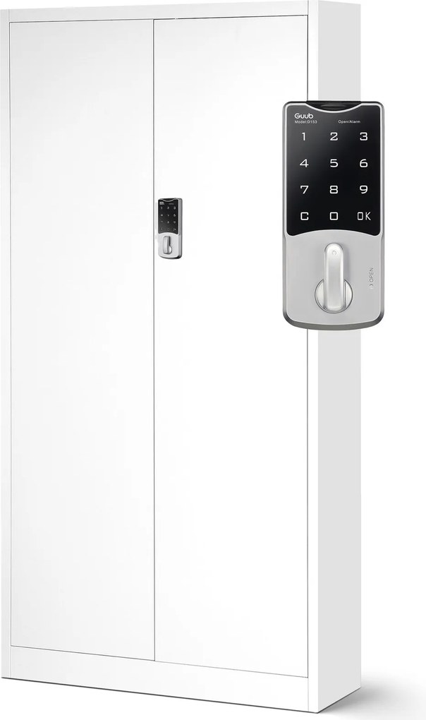 Szafa biurowa na akta otwierana na szyfr 90x40x185 cm Daniel biała