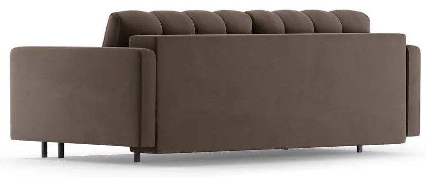 Brązowa aksamitna rozkładana sofa ze schowkiem 222 cm Bali – Cosmopolitan Design