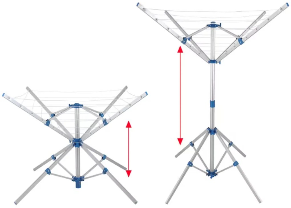 Stojak na pranie z aluminium FALCO, 103×168 cm, srebrny Monzana