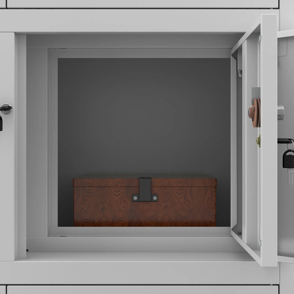 Szafa biurowa metalowa z sejfem i szufladami szara, 900x1850x400 mm: FILIP II