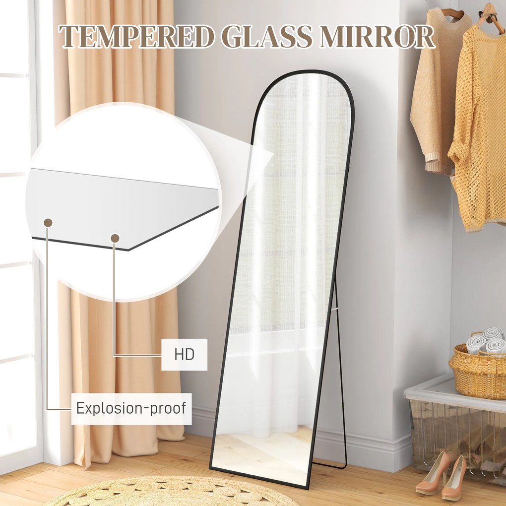 HOMCOM Lustro stojące, lustro w pełnej długości, nowoczesny design, 50 cm x 1,5 cm x 161,5 cm, czarne